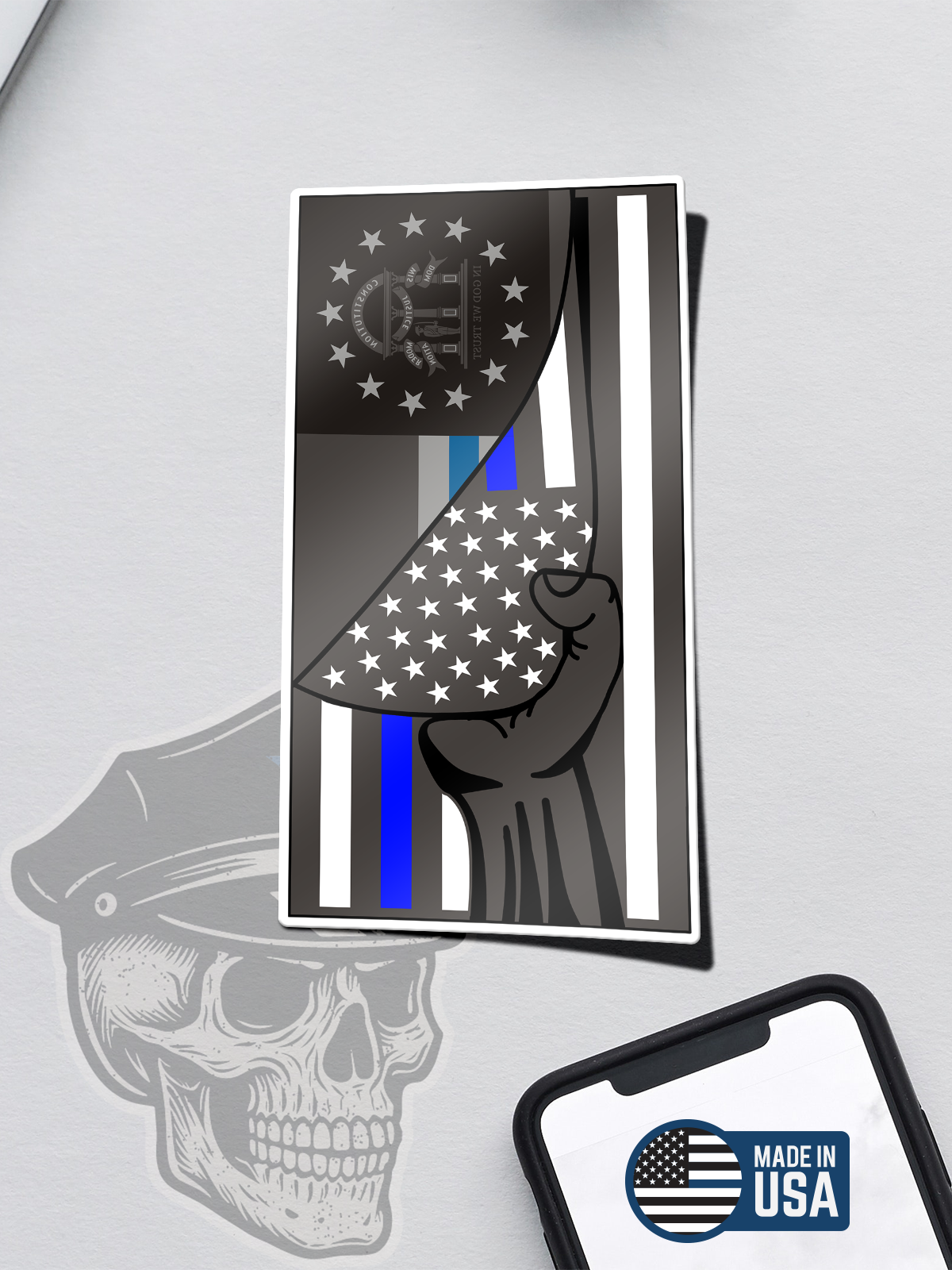 Georgia Thin Blue Line Flag "Tearaway" Sticker